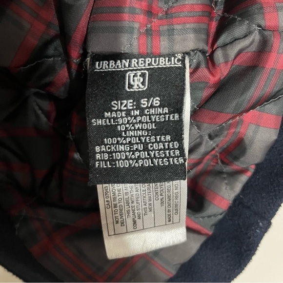 Boys Urban Republic 2008 Wool Blend Peacoat Zip & Snap Closure Size 5/6 Navy - Picture 5 of 10